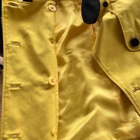 Lauren Ralph Lauren Cropped Trench Cropped double breast yellow black buttons L - Picture 16 of 16